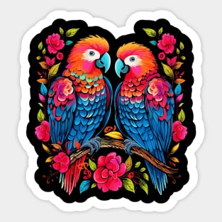 Parrot Couple Valentine Sticker